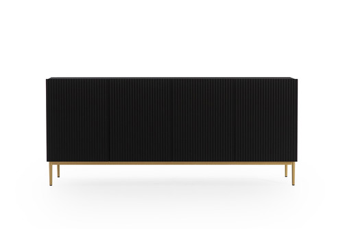 Four-Door Cabinet Nicole 200cm, matt black, gold legs