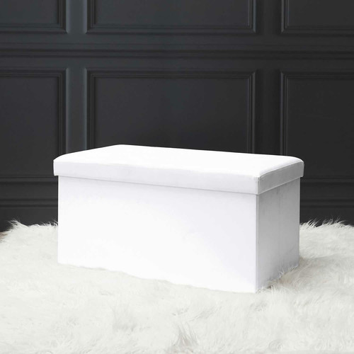 Pouffe with Storage Intesi Velse, faux leather, white