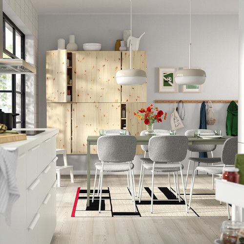 VIHALS Chair, white/Tibbleby beige-grey