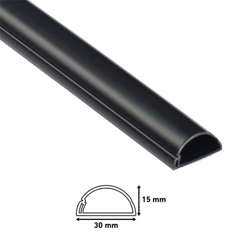 Cable Cover Strip D-line 30x15x1000 mm, semi-circular, black