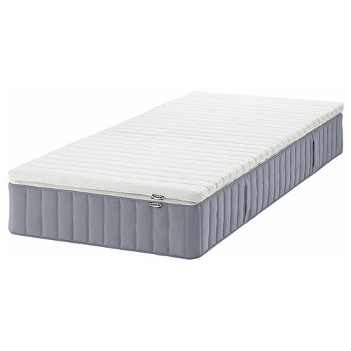 VALEVÅG Mattress and mattress pad, medium firm light blue/Nisseholm white, 90x200 cm