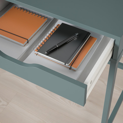 ALEX Desk, grey-turquoise, 132x58 cm