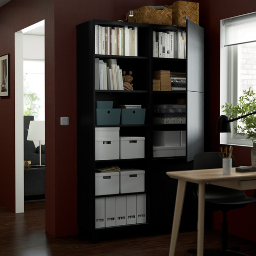 BESTÅ Storage combination with doors, black-brown, Lappviken/Stubbarp black-brown, 120x42x202 cm