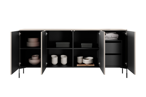 Four-Door Cabinet with Drawer Unit Sonatia 200 cm, cashmere