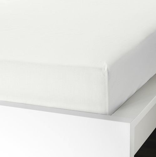 ULLVIDE Fitted sheet, white, 180x200 cm