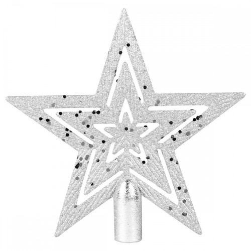 Glitter Star Christmas Tree Topper Spire, Silver