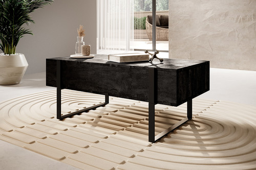 Coffee Table with 2 Drawers Verica, charcoal/black legs