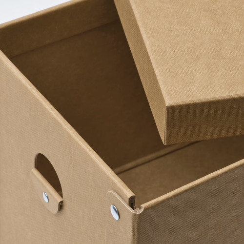 GÄRDESGÅRD Storage box with lid, natural, 18x25x16 cm