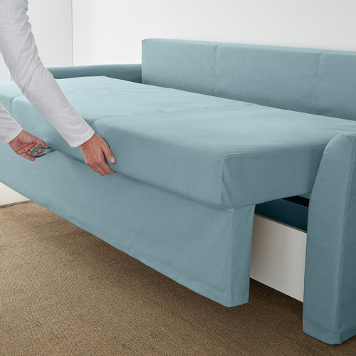HOLMSUND Three-seat sofa-bed, Orrsta light blue
