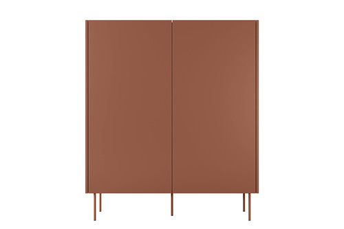 High Cabinet Sideboard with 2 Doors & 2 Drawers Desin 120, ceramic red/nagano oak