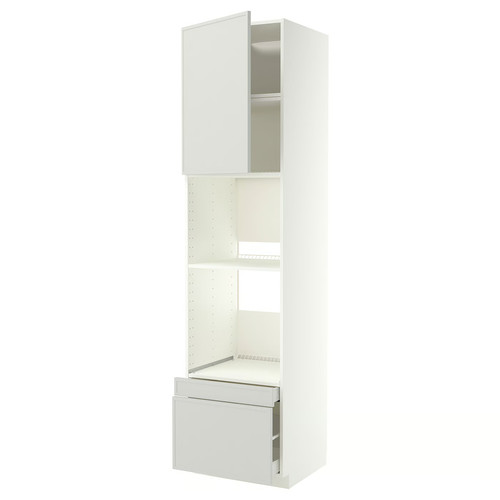 METOD/MAXIMERA Hi cab f ov/combi ov w dr/2 drwrs, white/Aspudden light grey, 60x60x240 cm