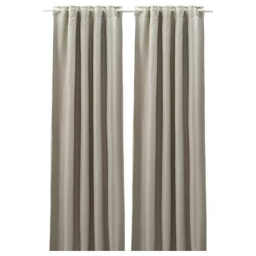 ANNAKAJSA Room darkening curtains, 1 pair, light grey, 145x300 cm