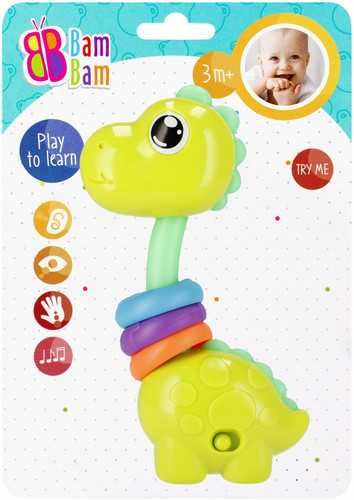 Bam Bam Musical Toy Dino, 1pc, assorted colours, 3m+
