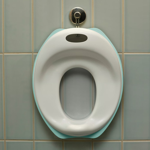 TOSSIG Toilet seat, white/turquoise