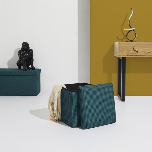 Folding Storage Pouffe Vels Atom, turquoise