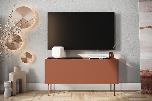 TV Cabinet Desin 120, ceramic red/nagano oak