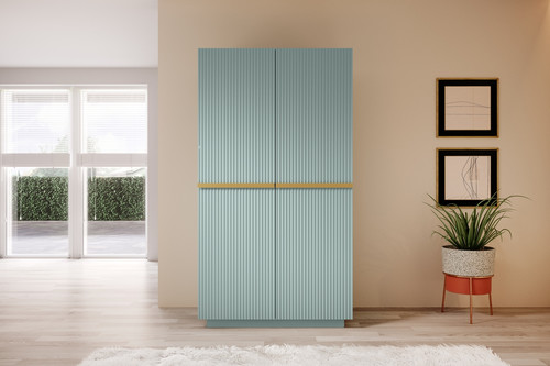 Wardrobe Nicole with Drawer Unit 100 cm, sage, gold handles