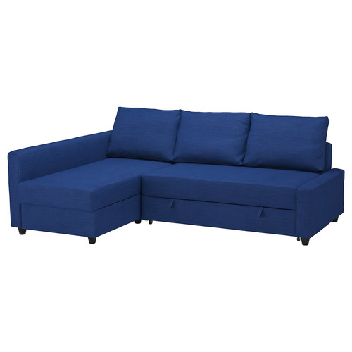 FRIHETEN Corner sofa-bed with storage, Skiftebo blue
