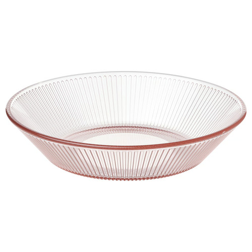 HAVSGÄDDA Deep plate, stripe pattern/pink, 19 cm