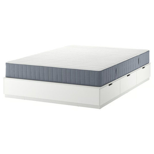 NORDLI Bed frame with storage and mattress, white/Valevåg extra firm, 140x200 cm