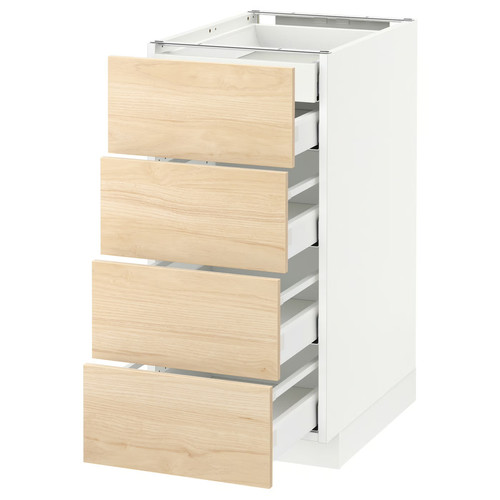 METOD / MAXIMERA Base cb 4 frnts/2 low/3 md drwrs, white, Askersund light ash effect, 40x60 cm
