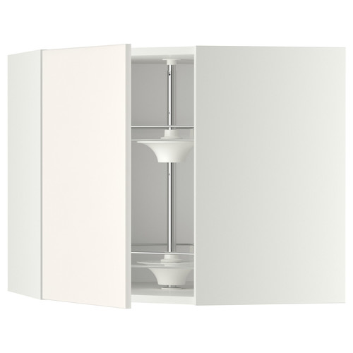 METOD Corner wall cabinet with carousel, white, Veddinge white, 68x60 cm