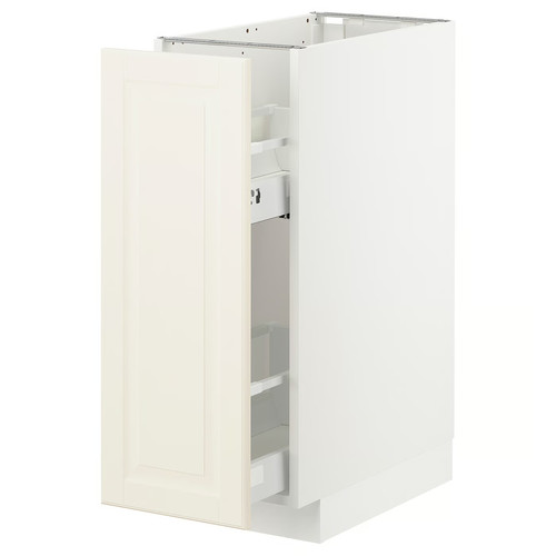 METOD Base cabinet/pull-out int fittings, white/Bodbyn off-white, 30x60 cm