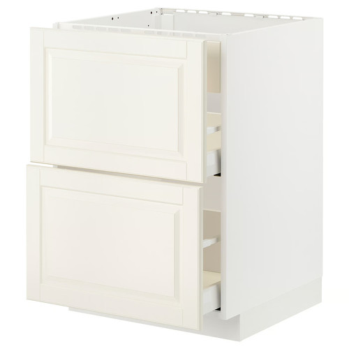 METOD / MAXIMERA Base cab f hob/int extractor w drw, white/Bodbyn off-white, 60x60 cm