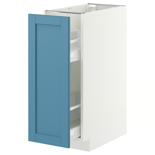 METOD / MAXIMERA Base cabinet/pull-out int fittings, white/Lerhyttan blue, 30x60 cm