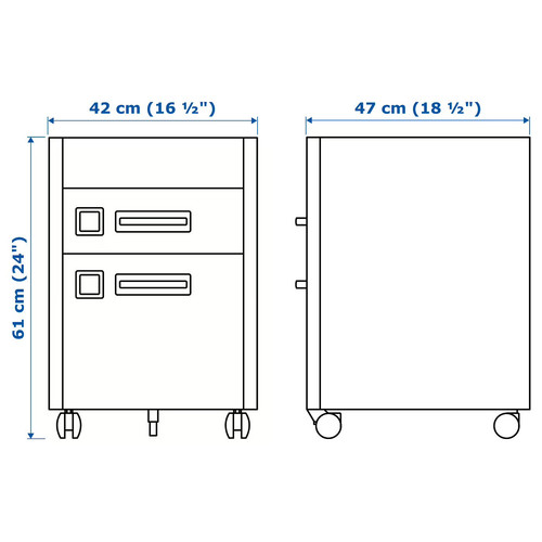 IDÅSEN Drawer unit on castors, dark grey, 42x61 cm