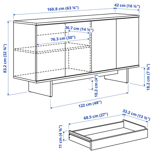 STOCKHOLM 2025 Sideboard, oak veneer, 161x42x83 cm
