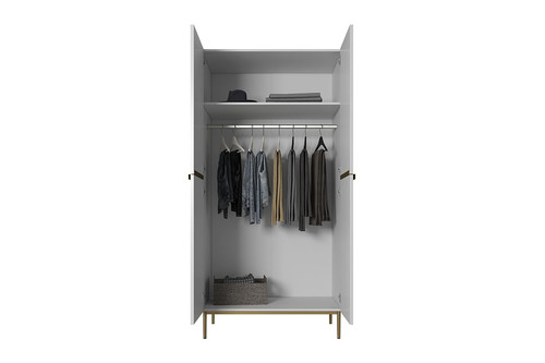 Wardrobe Nicole 100 cm, matt white, gold legs