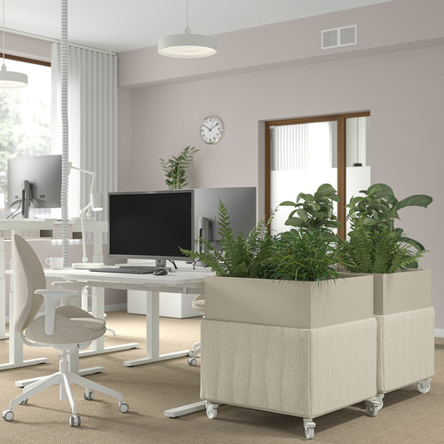 MITTZON Acoustic plant box with castors, Gunnared beige, 70x70x75 cm