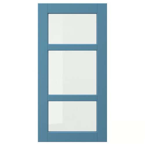 LERHYTTAN Glass door, blue, 40x80 cm