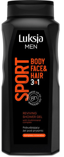 Luksja Men Shower Gel Body, Face & Hair 3in1 Sport 90% Natural Vegan 500ml