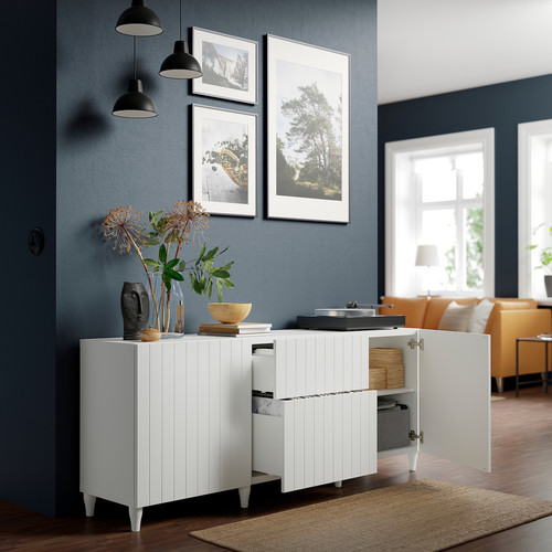 BESTÅ Storage combination with drawers, white/Sutterviken/Kabbarp white, 180x42x74 cm
