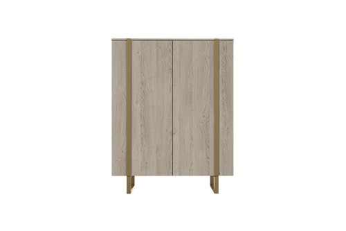 Two-Door Cabinet Verica 120 cm, biscuit oak/gold legs
