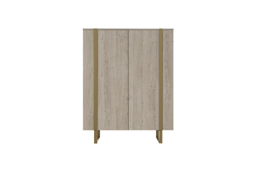 Two-Door Cabinet Verica 120 cm, biscuit oak/gold legs