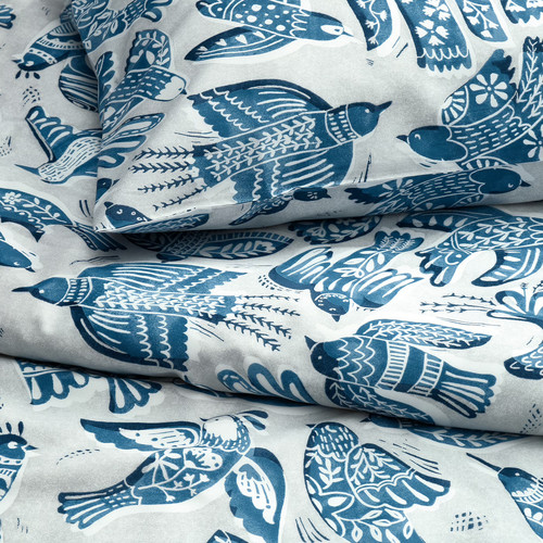 BITTERSÖTA Duvet cover and 2 pillowcases, light grey/blue, 200x200/50x60 cm
