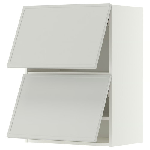 METOD Wall cabinet horizontal w 2 doors, white/Aspudden light grey, 60x80 cm