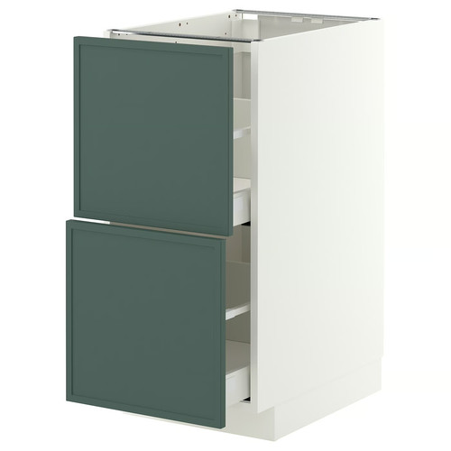 METOD/MAXIMERA Base cb 2 fronts/2 high drawers, white/Aspudden dark grey-green, 40x60 cm