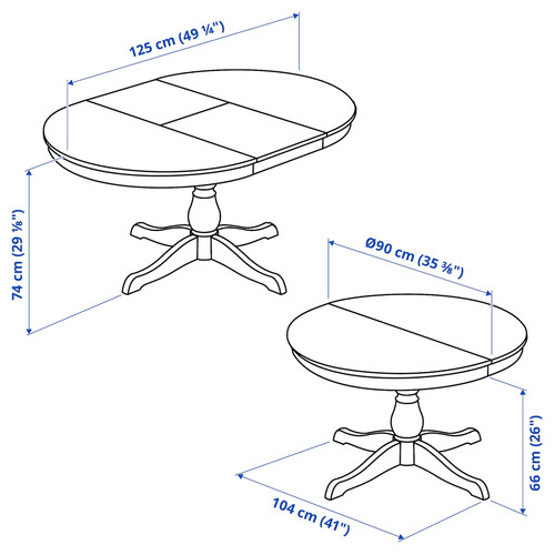 INGATORP Extendable table, white, 90/125 cm