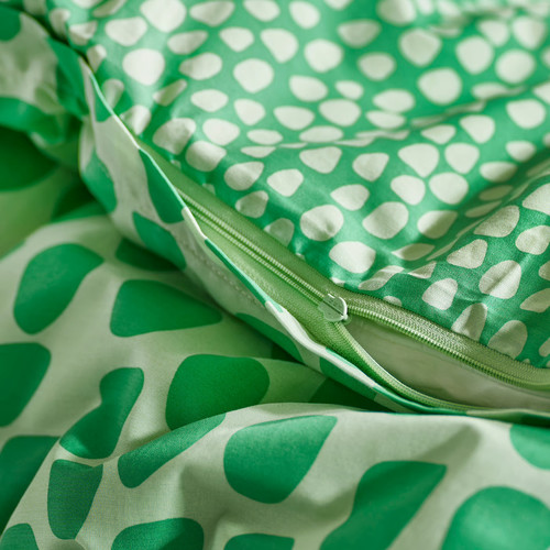 NATTHÄGER Duvet cover and pillowcase, green/crocodile, 150x200/50x60 cm