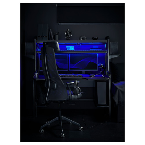 JÄRVFJÄLLET Office chair with armrests, Glose black, 68x68 cm