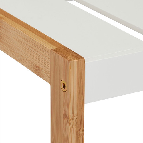 Shoe Shelf Rack, whie/bamboo