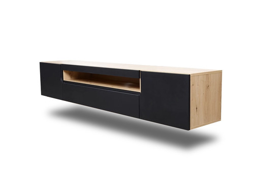 Wall-mounted TV Cabinet Loftia, artisan/matt black