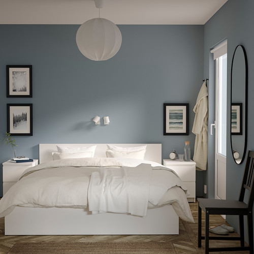MALM Bedroom furniture, set of 3, white, 140x200 cm