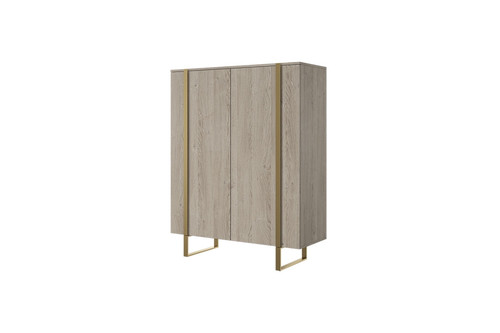 Two-Door Cabinet Verica 120 cm, biscuit oak/gold legs