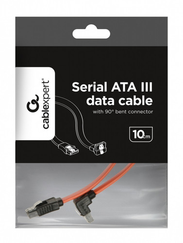 Gembird Serial ATA III 50 cm Data Cable with 90 degree Bent Connector, metal clips
