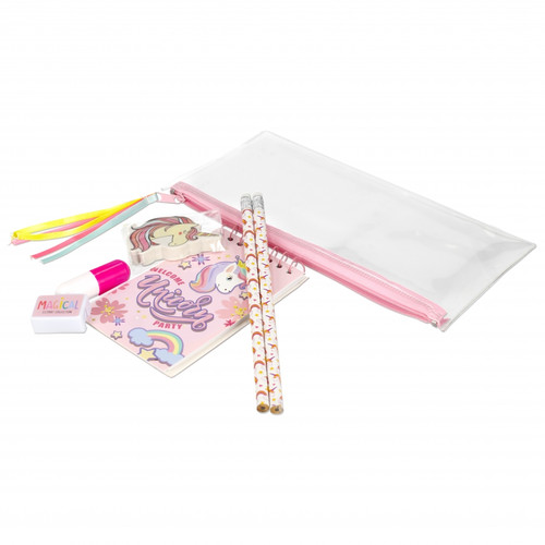 School Set Magical Unicorn - Notepad, Pencil, Hghlighter, Eraser, Sharpener